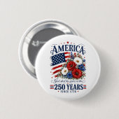 アメリカ合衆国建国250周年フラワー 缶バッジ (正面&裏面)