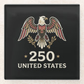 アメリカ合衆国建国250周年記念イーグルエンブレム ガラスコースター (正面)