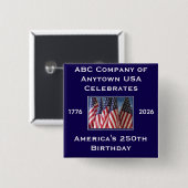 アメリカ合衆国建国250周年記念パトリオティックフラグ 缶バッジ (正面&裏面)