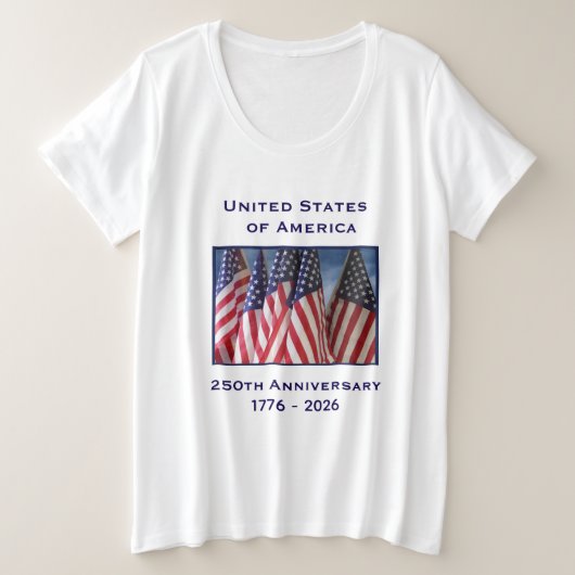 アメリカ合衆国建国250周年記念パトリオティック プラスサイズTシャツ (デザイン正面)