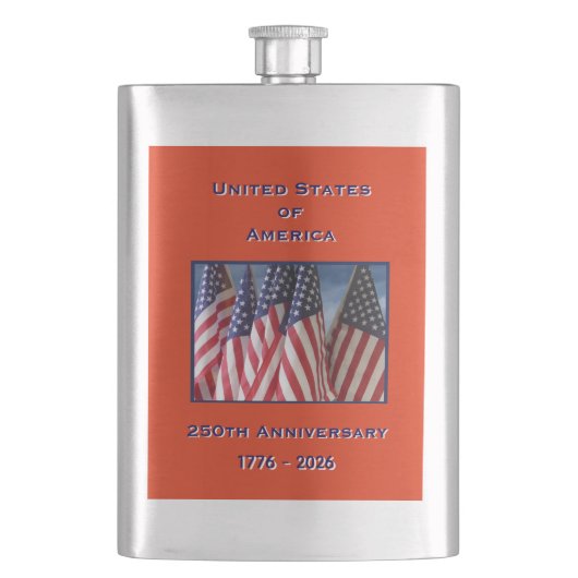 アメリカ合衆国建国250周年記念フラッグ フラスク (正面)