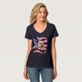 アメリカ合衆国建国250周年記念ランドマーク ネイビーブルー Tシャツ (正面フル)