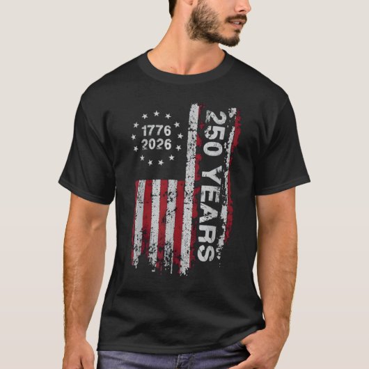アメリカ合衆国建国250周年記念レトロUSA Tシャツ (正面)