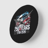 アメリカ合衆国建国250周年記念ロングTシャツ ラウンド壁時計 (傾斜)