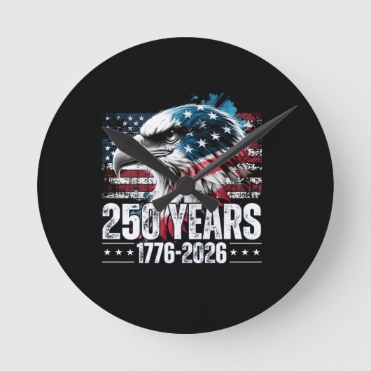 アメリカ合衆国建国250周年記念ロングTシャツ ラウンド壁時計 (正面)
