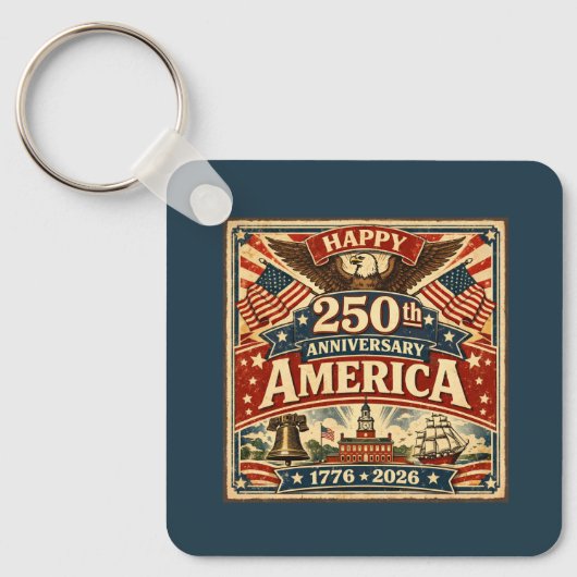 アメリカ合衆国建国250周年記念ヴィンテージパトリオティック キーホルダー (正面)