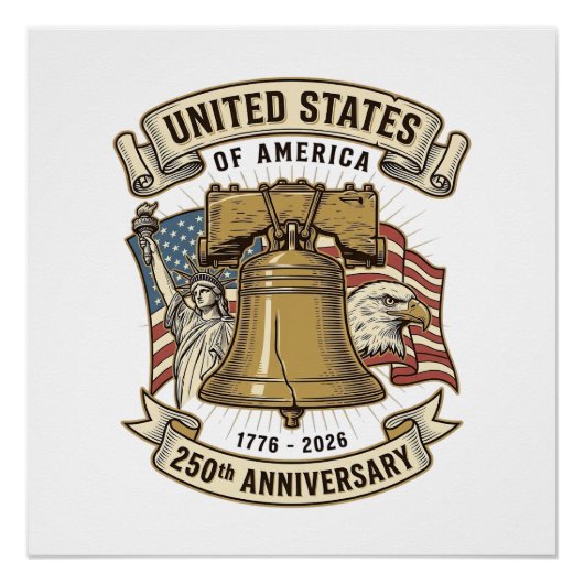 アメリカ合衆国建国250周年記念愛国ベクターD ポスター (正面)