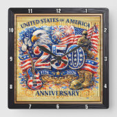 アメリカ合衆国建国250周年記念軍事パレード スクエア壁時計 (正面)