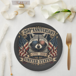 アメリカ合衆国建国250周年記念 アメリカアライグマ ビンテージ 7月4日 ペーパープレート
