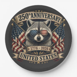 アメリカ合衆国建国250周年記念 アメリカアライグマ ビンテージ 7月4日 ペーパープレート