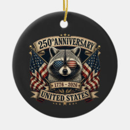 アメリカ合衆国建国250周年記念 アメリカアライグマ レトロな7月4日 セラミックオーナメント