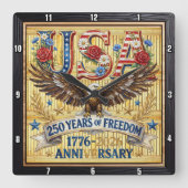 アメリカ合衆国建国250周年記念 スクエア壁時計 (正面)