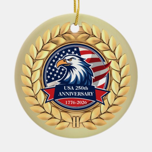 アメリカ合衆国建国250周年記念 1776–2026 セラミックオーナメント (正面)