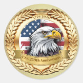 アメリカ合衆国建国250周年記念 1776–2026 ボタン ラウンドシール (正面)