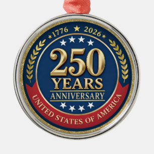 アメリカ合衆国建国250周年記念 1776–2026 メタルオーナメント
