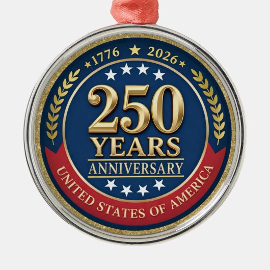 アメリカ合衆国建国250周年記念 1776–2026 メタルオーナメント (正面)