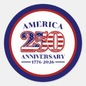アメリカ合衆国建国250周年記念 1776–2026 ラウンドシール (正面)