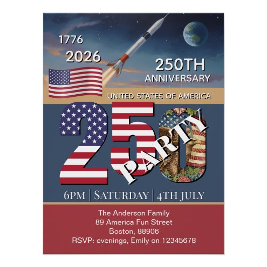 アメリカ合衆国建国250周年 アメリカ国旗 / 愛国 ポスター (正面)