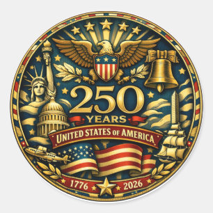アメリカ合衆国建国250周年 1776 - 2026 ラウンドシール
