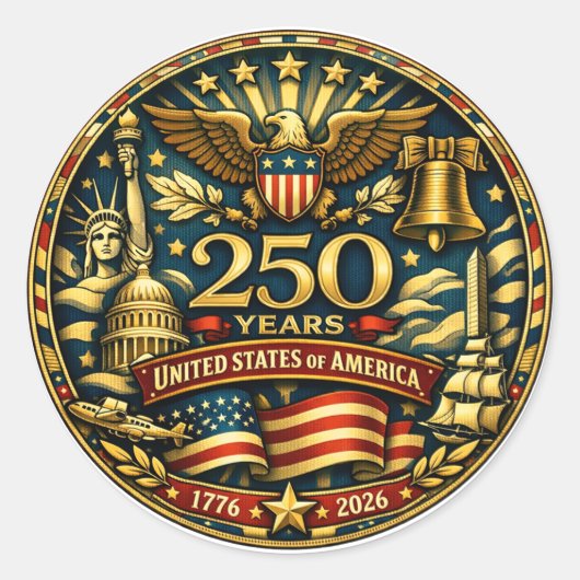 アメリカ合衆国建国250周年 1776 - 2026 ラウンドシール (正面)