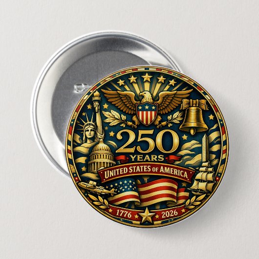アメリカ合衆国建国250周年 1776 - 2026 缶バッジ (正面&裏面)