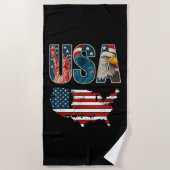 アメリカ合衆国愛国心7月4日米国国旗の自由 ビーチタオル (正面)