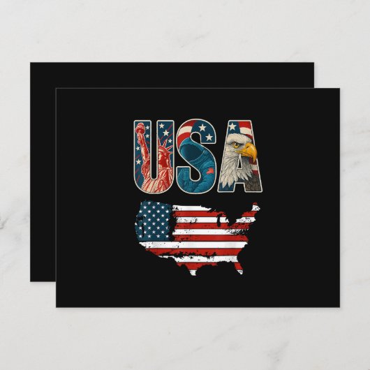 アメリカ合衆国愛国心7月4日米国国旗の自由 出欠カード (正面/裏面)