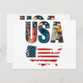 アメリカ合衆国愛国心7月4日米国国旗の自由 招待状 (正面/裏面)