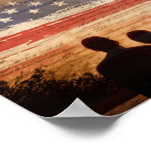 アメリカ合衆国憲法と国旗と花火 ポスター (角)
