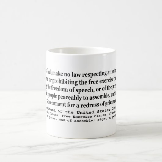 アメリカ合衆国憲法の米国憲法修正第一項 コーヒーマグカップ (中央)