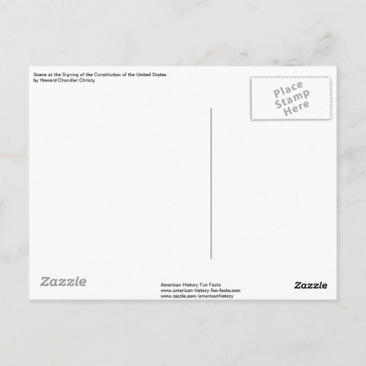 『アメリカ合衆国憲法調印』(Christyによる) ポストカード (裏面)