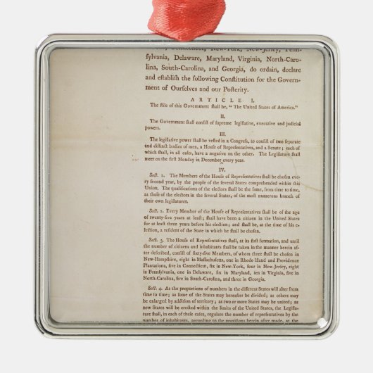 アメリカ合衆国憲法1787年 メタルオーナメント (正面)