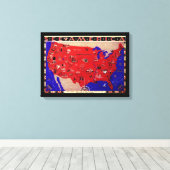 アメリカ合衆国旅行局のヴィンテージマップ キャンバスプリント (インサイチュ (ウッドフロア))