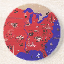 アメリカ合衆国旅行局 ヴィンテージ地図 コースター