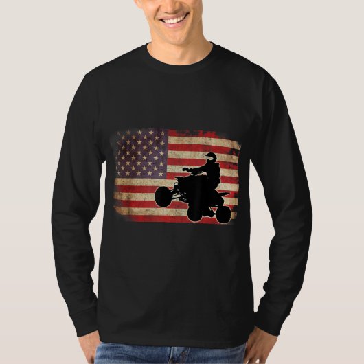 アメリカ合衆国旗 クワッドバイク 四輪バギー プレゼント Tシャツ (正面)