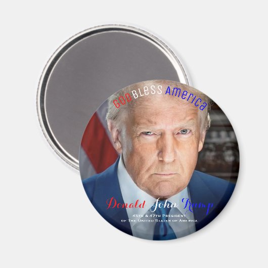 アメリカ合衆国第45代および第47代大統領 ドナルド・トランプ マグネット (正面/裏面)