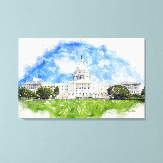 アメリカ合衆国議会議事堂のパステル画 キャンバスプリント