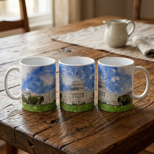 アメリカ合衆国議会議事堂のパステル画 コーヒーマグカップ