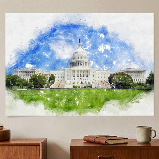 アメリカ合衆国議会議事堂のパステル画 ポスター