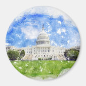 アメリカ合衆国議会議事堂のパステル画 マグネット (正面)