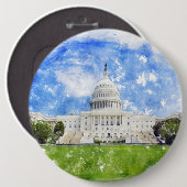 アメリカ合衆国議会議事堂のパステル画 缶バッジ (正面&裏面)