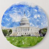 アメリカ合衆国議会議事堂のパステル画 缶バッジ (正面)