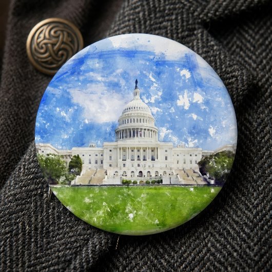 アメリカ合衆国議会議事堂のパステル画 缶バッジ