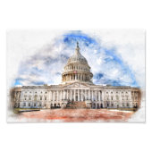 アメリカ合衆国議会議事堂パステル画 ワシントンD.C. フォトプリント (正面)