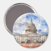 アメリカ合衆国議会議事堂 パステル画 ワシントンD.C. マグネット (正面/裏面)