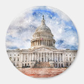 アメリカ合衆国議会議事堂 パステル画 ワシントンD.C. マグネット (正面)