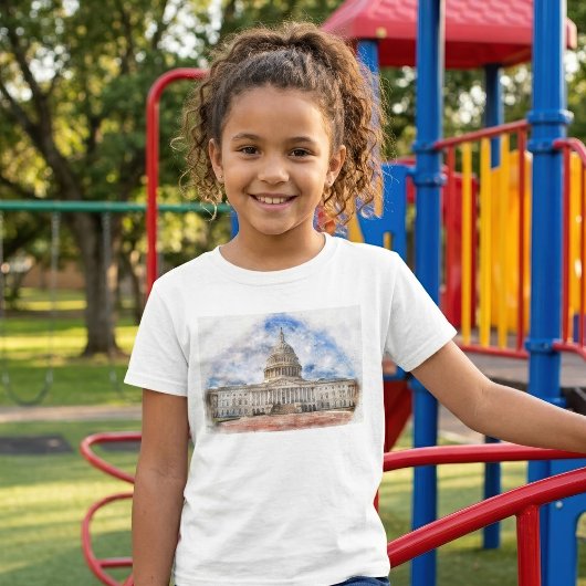 アメリカ合衆国議会議事堂 パステル画 ワシントンD.C. Tシャツ