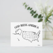 アメリカ合衆国輪郭入り GOD BLESS AMERICA ポストカード (スタンド正面)