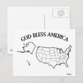 アメリカ合衆国輪郭入り GOD BLESS AMERICA ポストカード (正面/裏面)