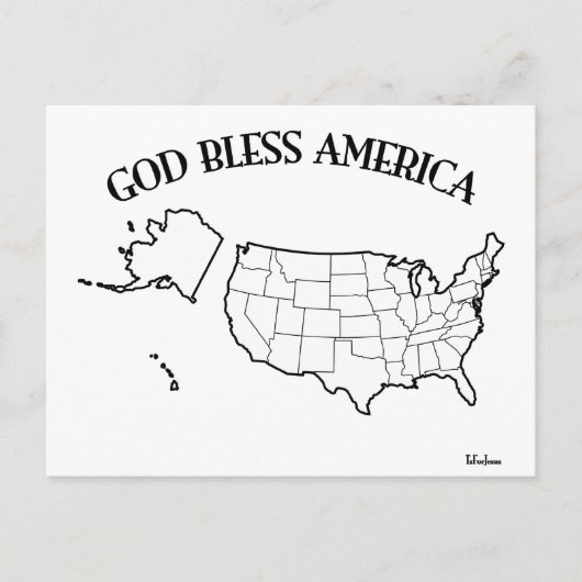 アメリカ合衆国輪郭入り GOD BLESS AMERICA ポストカード (正面)